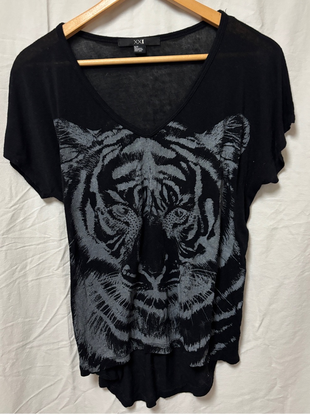 XXI y2k tiger printed tshirt with rhinestones